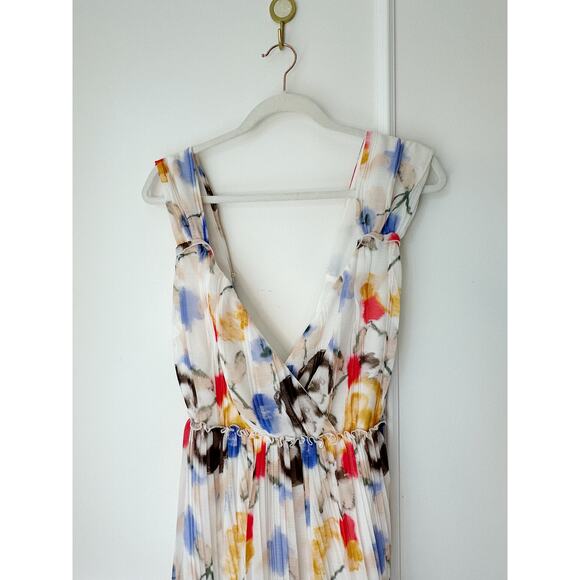 Reiss white floral maxi dress pleasted skirt size 4 - Picture 6 of 11